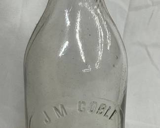 Emb.  ‘J.M. Coble Burlington, NC’ Clear Glass Bottle