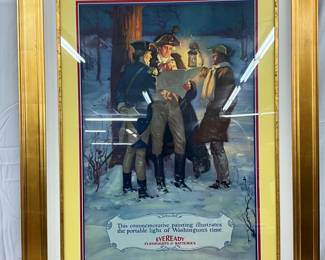 1932 Eveready Frame Advertising Print Featuring George Washington 33x43 