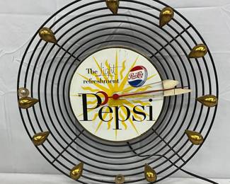 Vintage Tear Drop Pepsi-Cola Clock Display by Holjer, 17-Inch