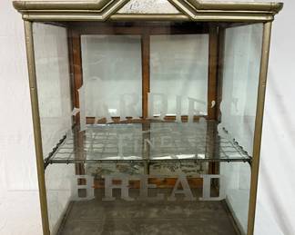 Hardie’s Bread Display Case with Glass Panels and Metal Frame