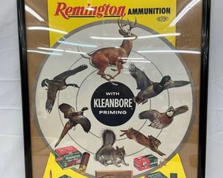 Remington Ammunition Cardboard Advertisement with Kleanbore Priming Graphic, 23in x 29in