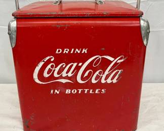 Coca-Cola Embossed Metal Cooler with Handle, 12in x 13 1/2in