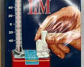 Emb. L&M Cigarettes  Metal Thermometer with Original Box 6x13 