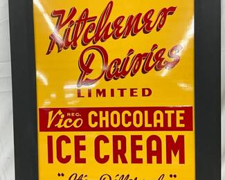 Kitchener Dairies Ltd. Framed Metal Advertising Sign (20in x 28in)