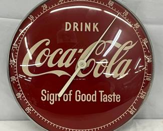 12in. Coca-Cola Glass Face Thermometer, Model 495A