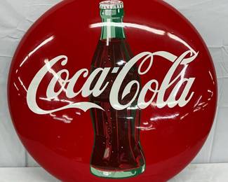 Restored 24in. Porc. Coca-Cola Button 
