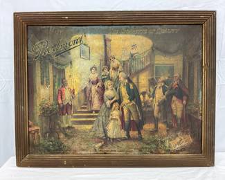 1916 Piedmont Cigarettes Sign ‘Washington’s Return to Mount Vernon,’ Percy Moran 30 1/2 x 23 1/2 