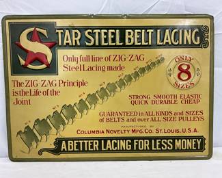 Emb Self-Framed ‘Star Steel Belt Lacing’ Sign, 19.5 x 14 