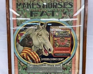 International Food Co. ‘Makes Horses Fat’ Framed Lithograph Poster  (24 x 31 in.)
