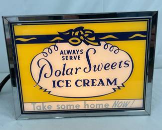 Polar Sweets Ice Cream Lighted Sign with Glass Face, 16×12 Inches