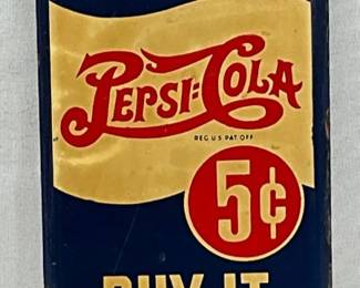 Pepsi-Cola Double Dot Metal Door Sign, 3 x 10 