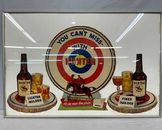 Hunter Whiskey CB Die-Cut Framed Advertisements  16 1/2 x 19 1/2 and 11 1/2 x 13