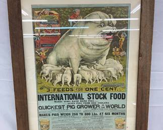 ‘International Stock Food,’ Framed Lithograph 27.5 x 35 Inches