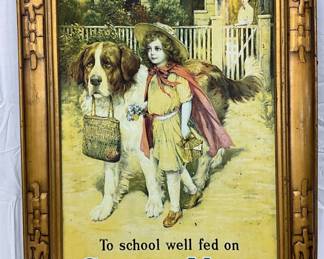 Emb.  Metal Grape-Nuts Advertising Self Frame Sign, 20 x 30 1/2 