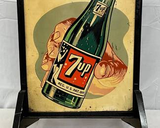1950 7up Double-Sided Sidewalk Sign with Stand 20 1/2 x 32