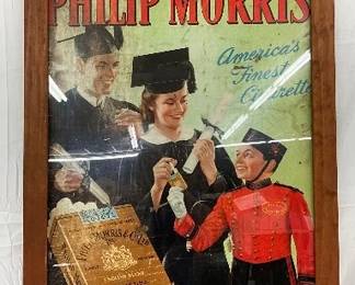 Framed Philip Morris Advertising Cardboard Sign, 34x45 inches 