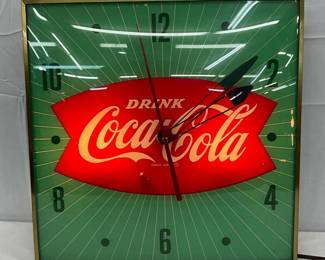 16in. Coca-Cola Pam Fishtail Lighted Clock