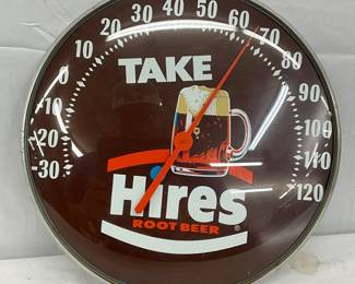 12in. Hires Root Beer Glass Face Thermometer