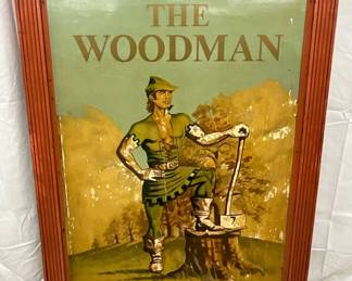 ‘The Woodman’ Metal Hand-Painted Sign in Wood Frame, 36 x 50 
