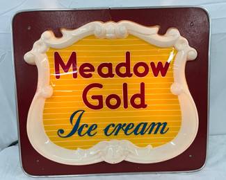 Early Emb. Meadow Gold Ice Cream Light-Up Sign with Metal Back and Lexan Front 23x20 
