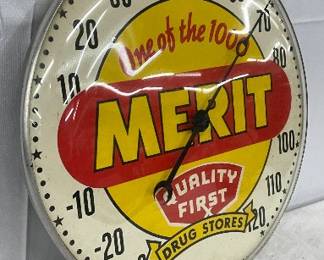 12in. Merit Therm Pam Clock Co., with Glass Face