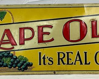 Emb. Grape Ola Soda Tin Sign, W.F. Robertson Steel, 35×12 Inches
