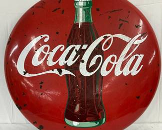 36in. Porc.  Coca-Cola Button with Bottle
