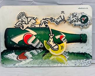 7-Up Plastic Light-Up Sign With Retro Illustration, 24×16 Inches