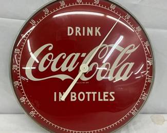 12in. Coca-Cola Thermometer with Glass Face 