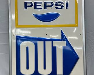 Pepsi-Cola ‘Out’ Emb. Self-Framed Metal Sign, 23 x 35in. 