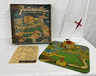 Airport Futurmatic Tin Toy with Remote-Controlled Airplane, 15.5x11 inches