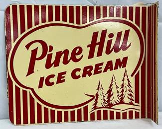 Pine Hill Ice Cream Flange Sign by Stout Sign Co. 12 1/2 x 10