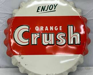 18in. Emb. Orange Crush Metal Cap Sign, Stout Sign Co.
