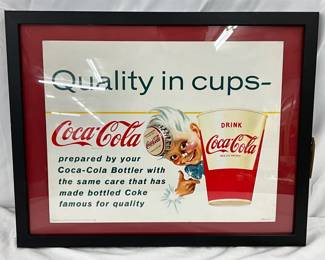 Coca-Cola Cardboard Framed Sign, 15 x 12 