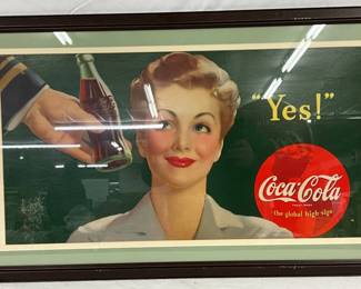 Coca-Cola  Framed Cardboard Sign, 40 1/2in x 24in
