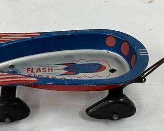 Wyandotte Flash Strat-O-Wagon Tin Toy with Pull Handle,  6x3 