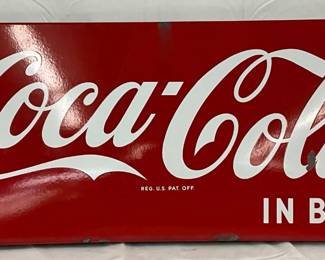 Porc. Coca-Cola Sled Sign, 43 1/2in x 16in