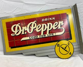 Dr Pepper ’10-2-4′  Metal Flange Sign 24 1/2 x16 