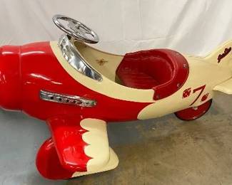 AFC Red and Cream Pedal Airplane with Propeller and Steering Wheel