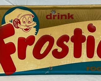 1964 Emb. Frostie Root Beer Self-Framed Metal Sign 28x10 