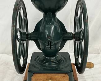 Early Enterprise Mfg. Co. Cast Iron Coffee Grinder with 12-Inch Wheels