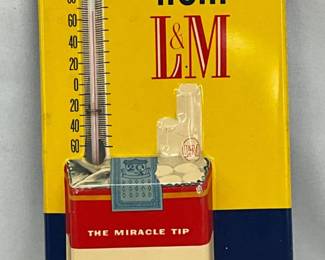 Emb. L&M Cigarettes Advertising Thermometer, 5 x 12 