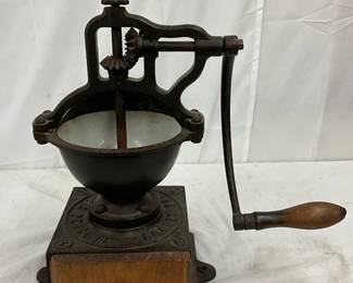 Cast Iron and Wood Coffee Mill, 8in x 18in