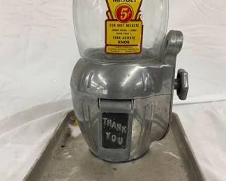8 1/2 x 11 ‘Mighty Midget’ 5-Cent Gumball Machine with Metal Base