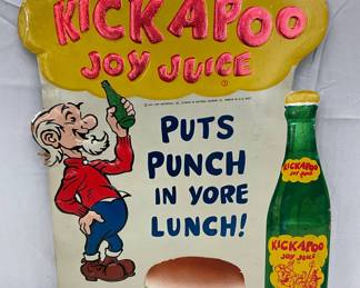 Embossed Cardboard Kickapoo Joy Juice Advertisement, 9×12 1/2 Inches