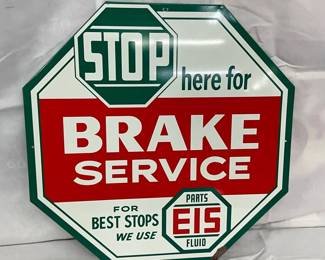 15-Inch EIS Stop Here for Brake Service Metal Sign