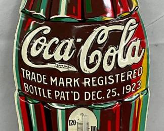 1923 Die-Cut Coca-Cola Bottle Thermometer, 5×16 