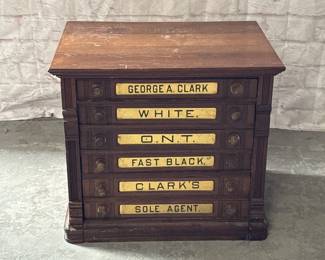 Antique Oak 6-Drawer Spool Cabinet by Clark's