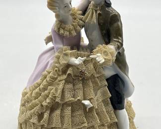 Vtg. Dresden-Lace Style Dancing Couple Figurine