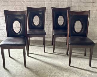 (4) Upholstered Wooden Chairs w/ Oval Opening Back